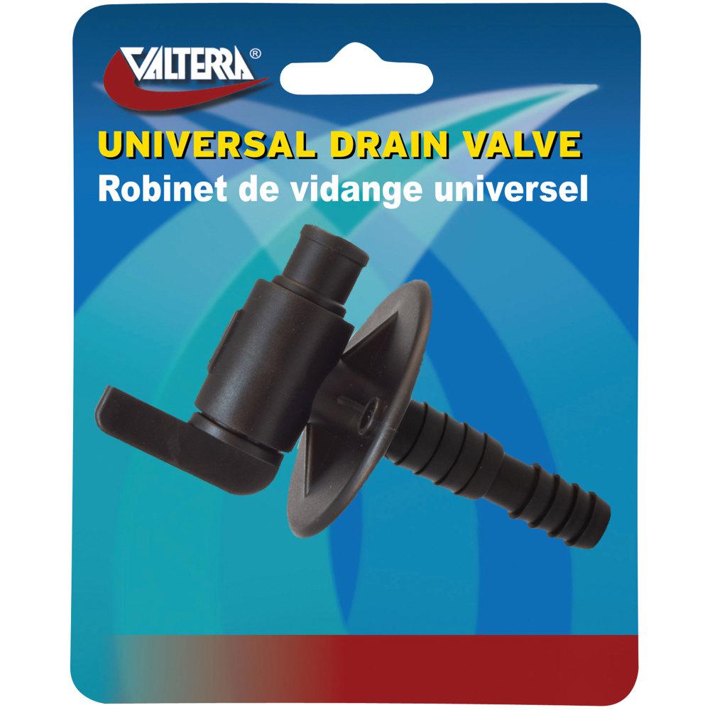 Universal Drain Valve, 3/8In Or 1/2In Barb W/ Flange, Carded