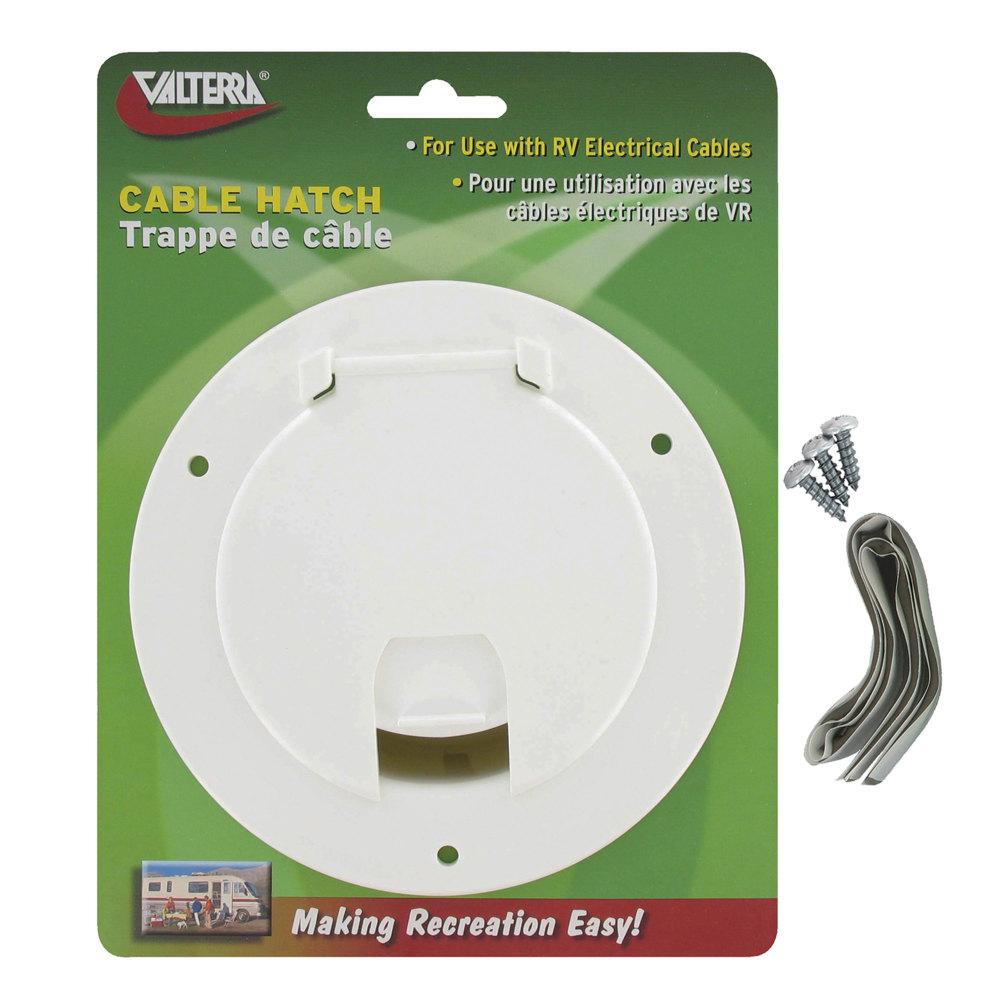 CABLE HATCH, LARGE ROUND, WHITE, CARDED