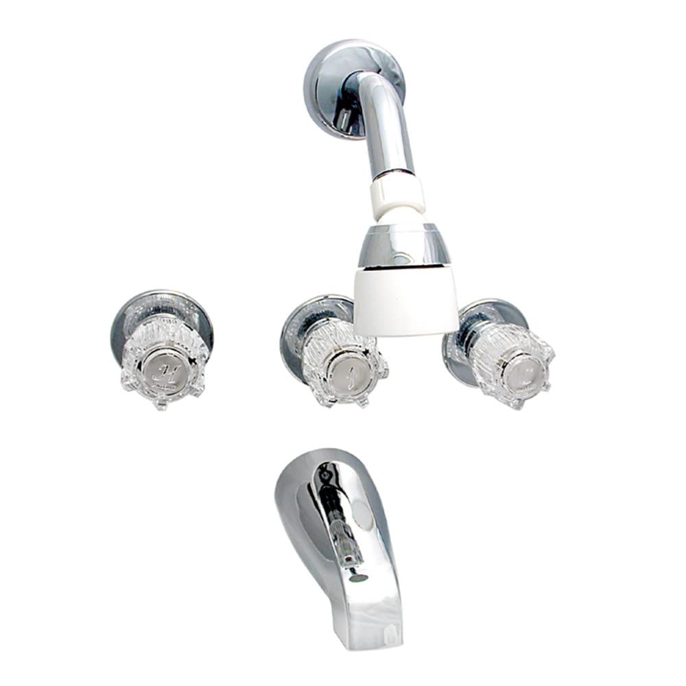 TUB/SHOWER FAUCET SHOWER HEAD KIT 8IN 3 KNOB BRASS CHROME