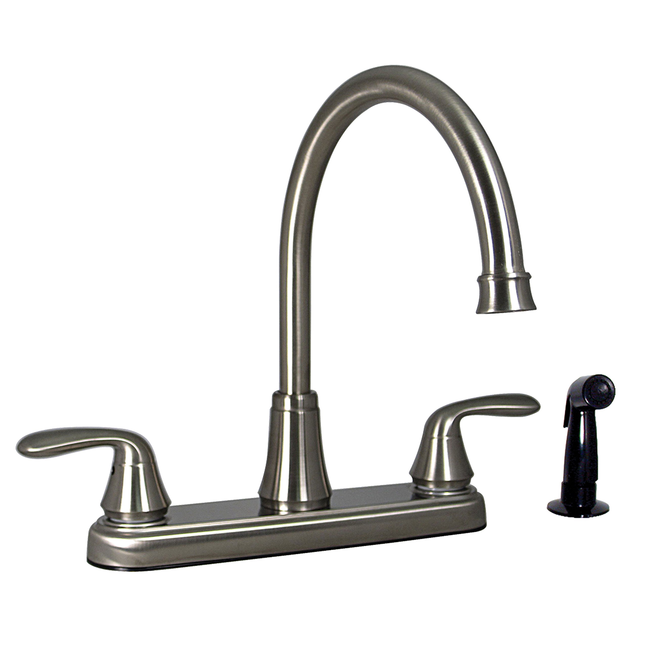 KITCHEN FAUCET W/ SIDE SPRAY 8IN HIARC HYBRID 2 LEVER BRUSHED NICKEL