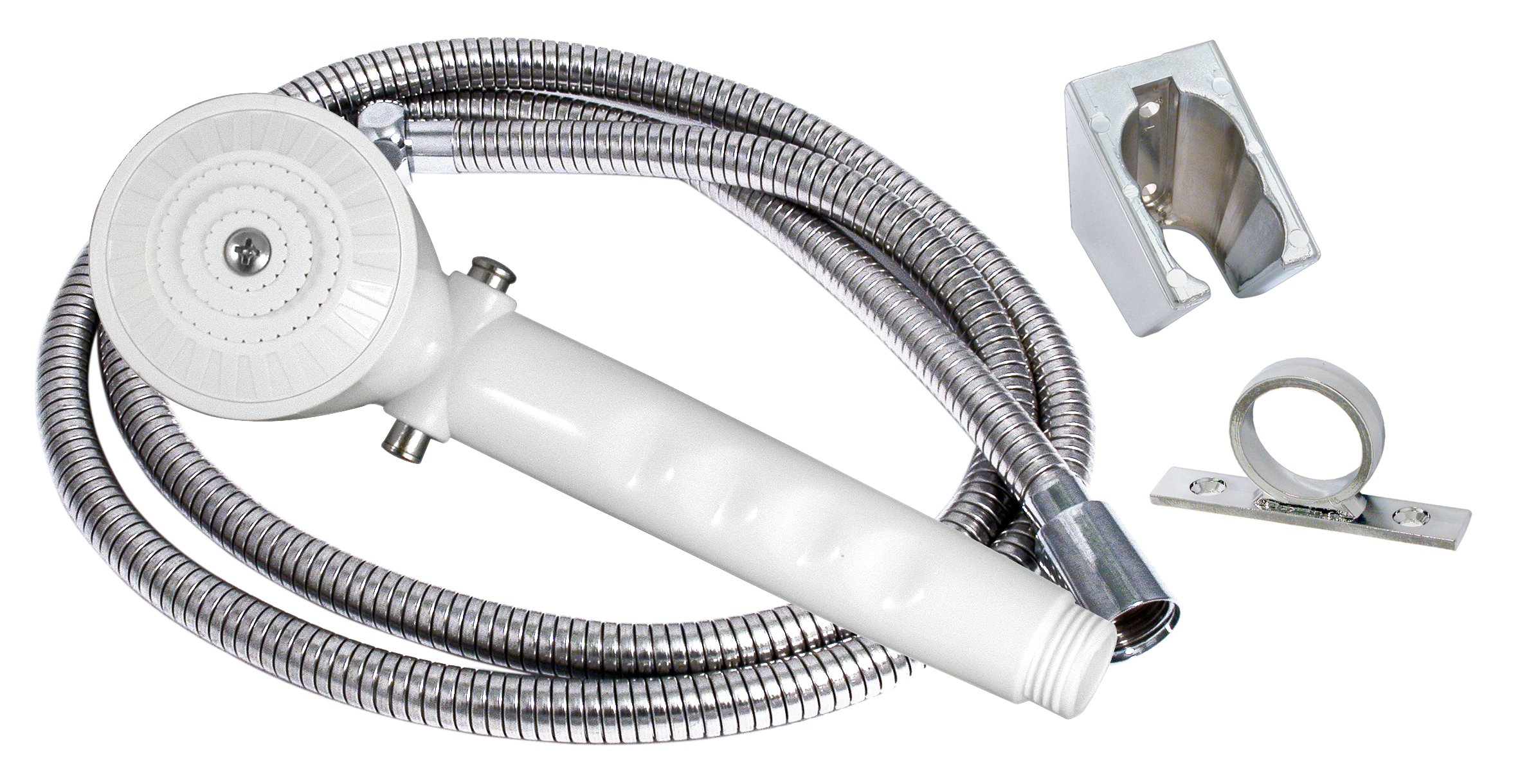 SHOWER HEAD KIT TRICKLE SHUTOFF 60IN HOSE METAL WHITE