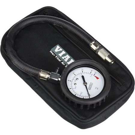 2.5IN TIRE GAUGE W/HOSE (0 TO 15 PSI WITH STORAGE POUCH)