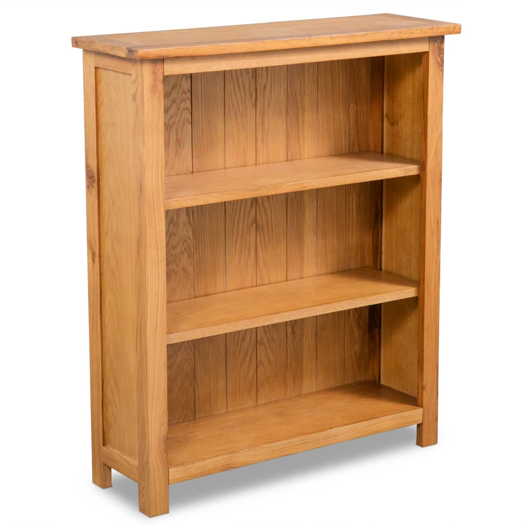 vidaXL 3-Tier Bookcase 27.6"x8.9"x32.3" Solid Oak Wood