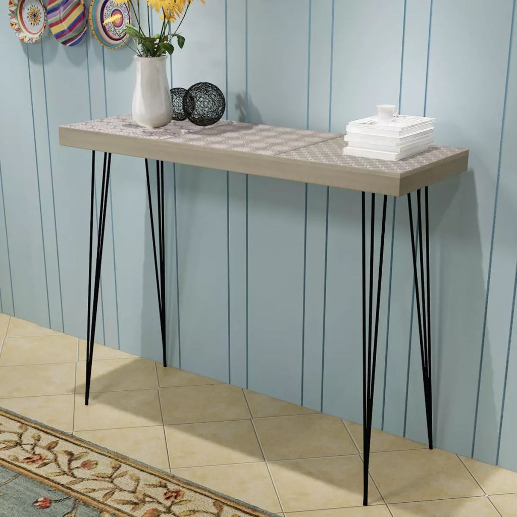 vidaXL Console Table 35.4"x11.8"x28" Gray