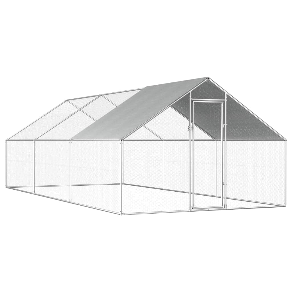 vidaXL Outdoor Chicken Cage 9'x19.7'x6'3" Galvanized Steel