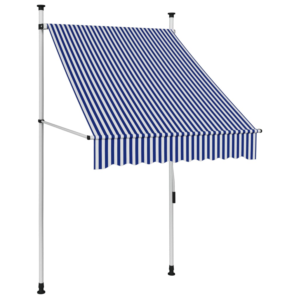 vidaXL Manual Retractable Awning 39.4" Blue and White Stripes