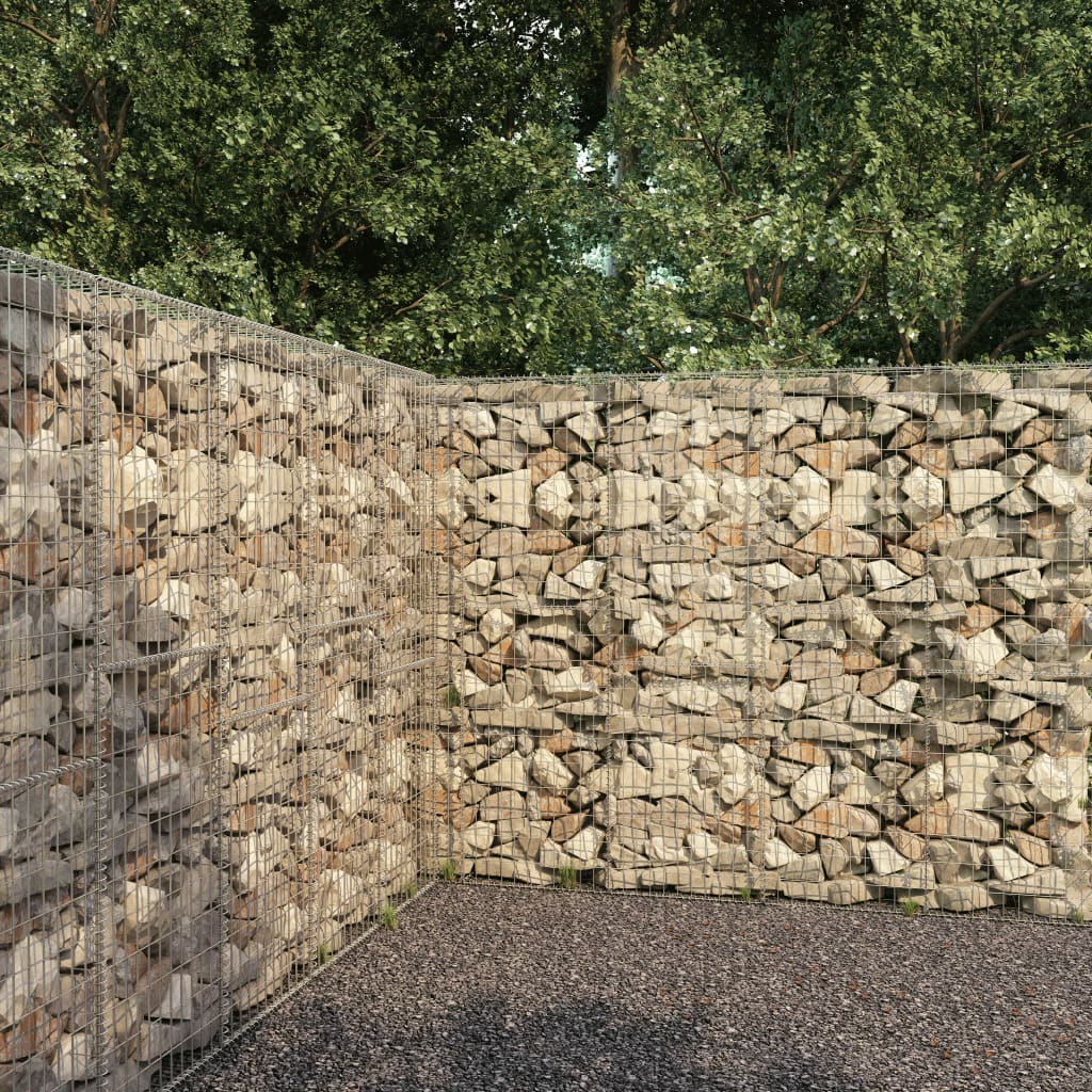 vidaXL Gabion Wall with Cover Galvanised Steel 118.1"x19.7"x78.7"