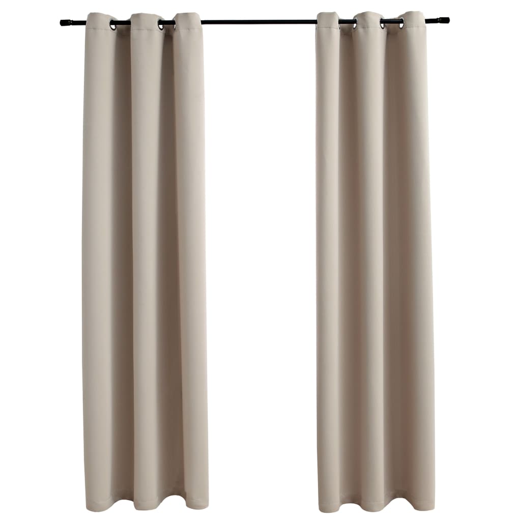 vidaXL Blackout Curtains with Rings 2 pcs Beige 37"x63" Fabric