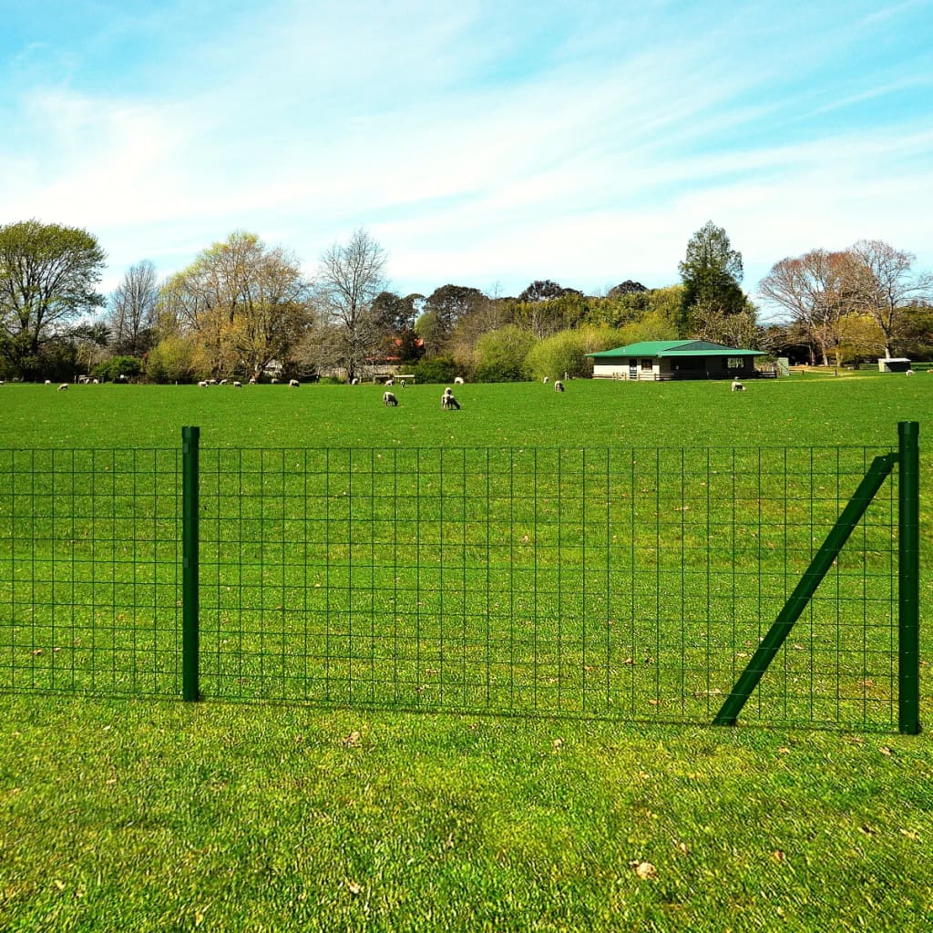 vidaXL Euro Fence Steel 82ft x 3.9ft Green