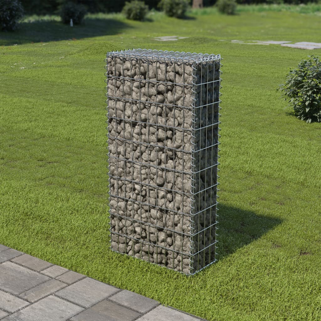 vidaXL Gabion Wall with Covers Galvanized Steel 19.7"x7.78"x39.4"