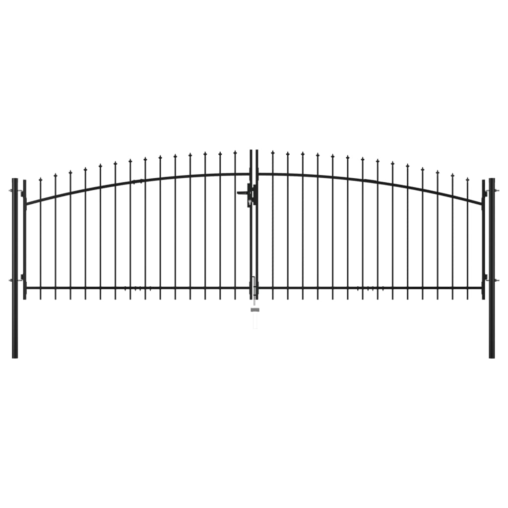 vidaXL Double Door Fence Gate with Spear Top 13.1'x5.7'