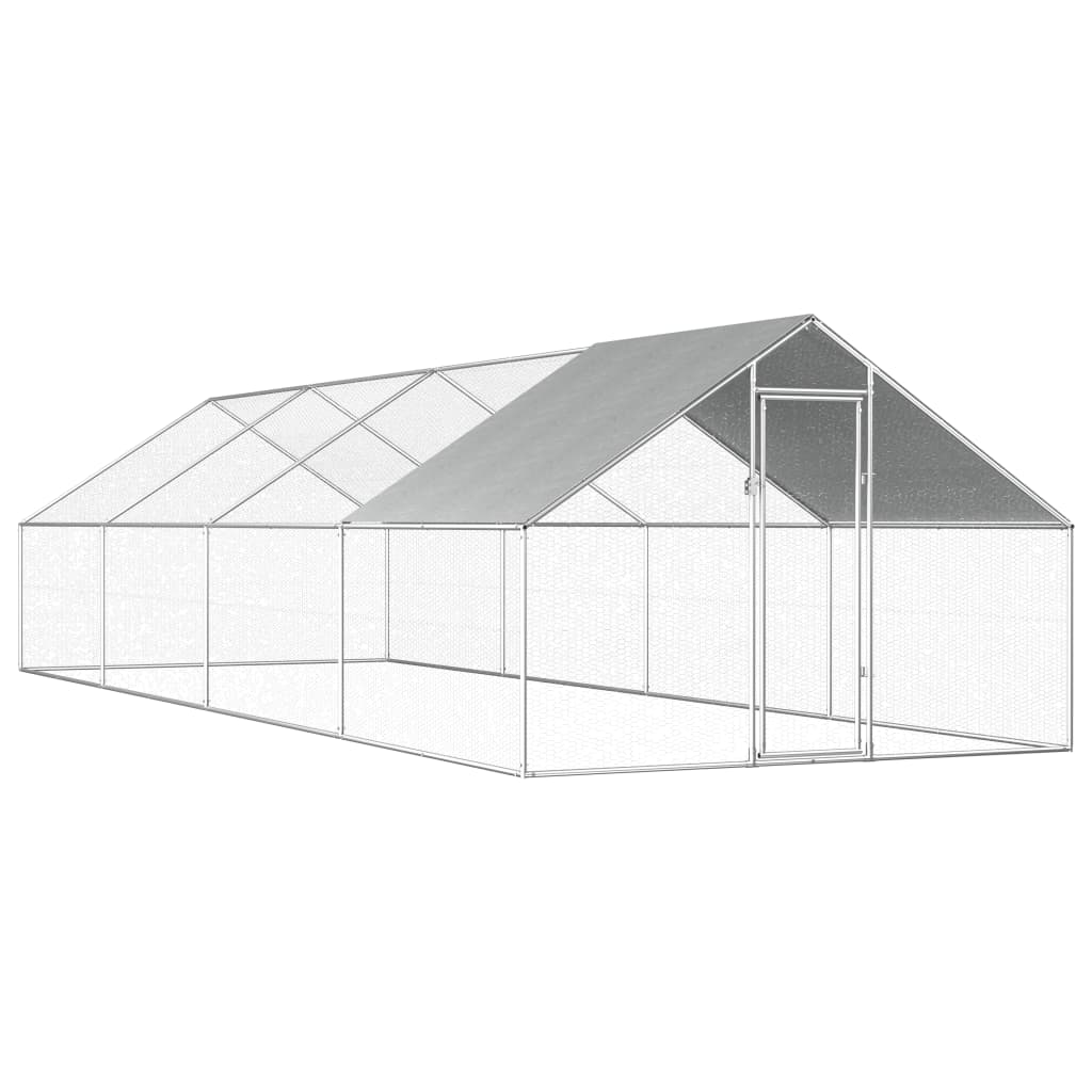 vidaXL Outdoor Chicken Cage 9'x26.2'x6'3" Galvanized Steel