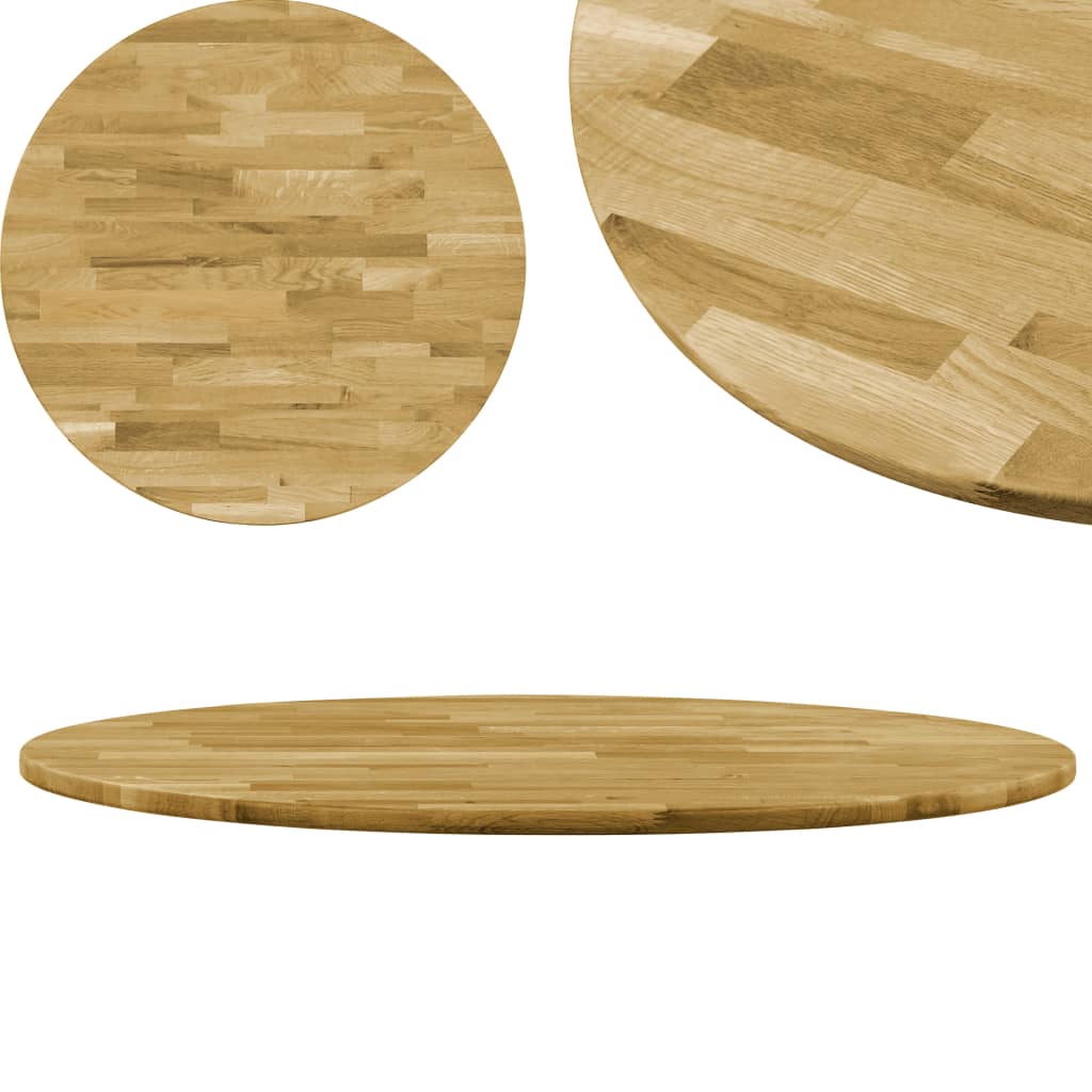 vidaXL Table Top Solid Oak Wood Round 0.9" 27.6"