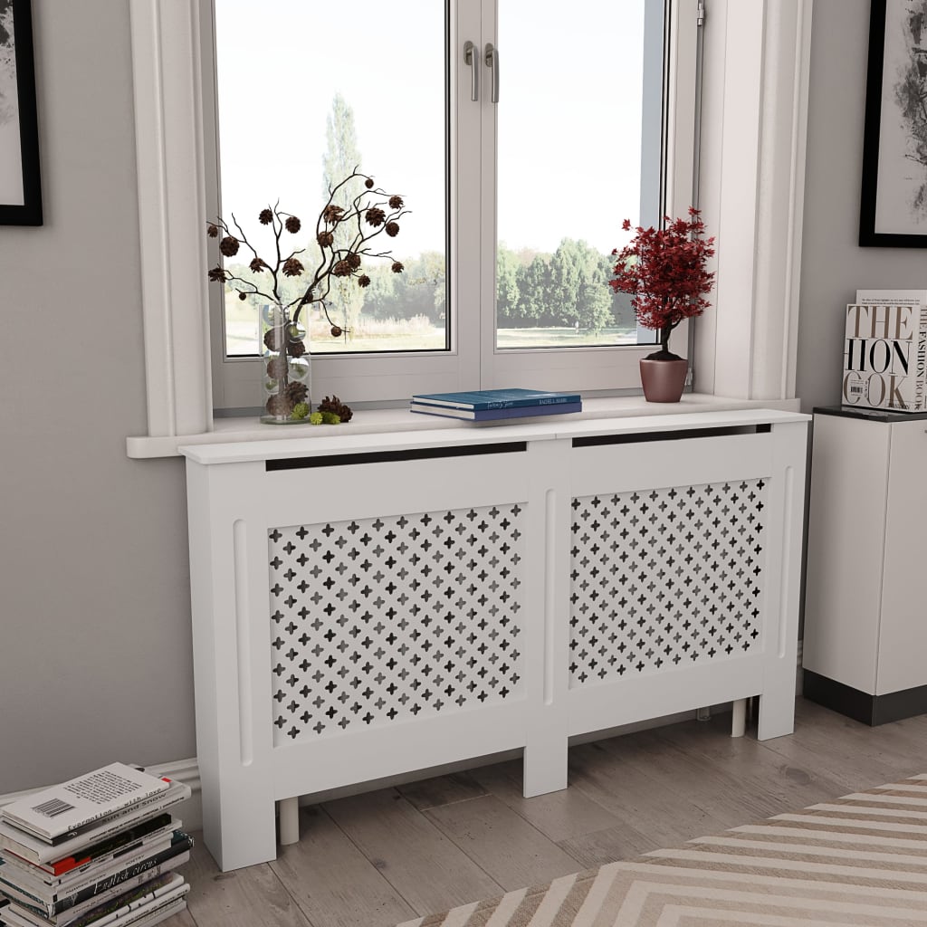 vidaXL Radiator Cover White 59.8"x7.5"x32.1" MDF