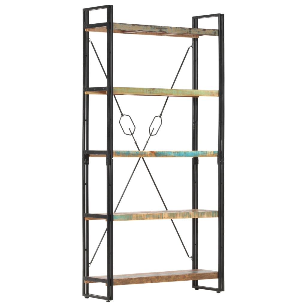 vidaXL 5-Tier Bookcase 35.4"x11.8"x70.9" Solid Reclaimed Wood