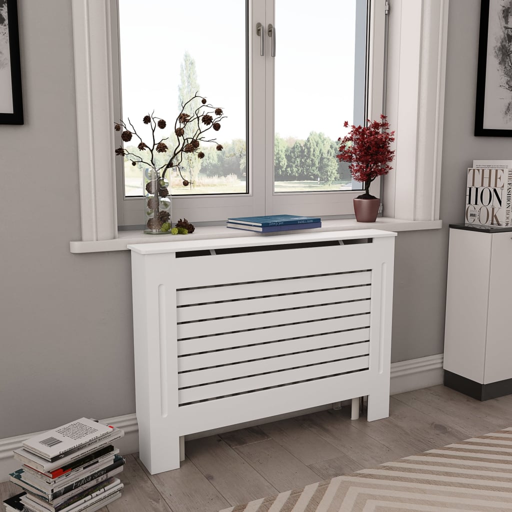 vidaXL Radiator Cover White 44.1"x7.5"x32.1" MDF