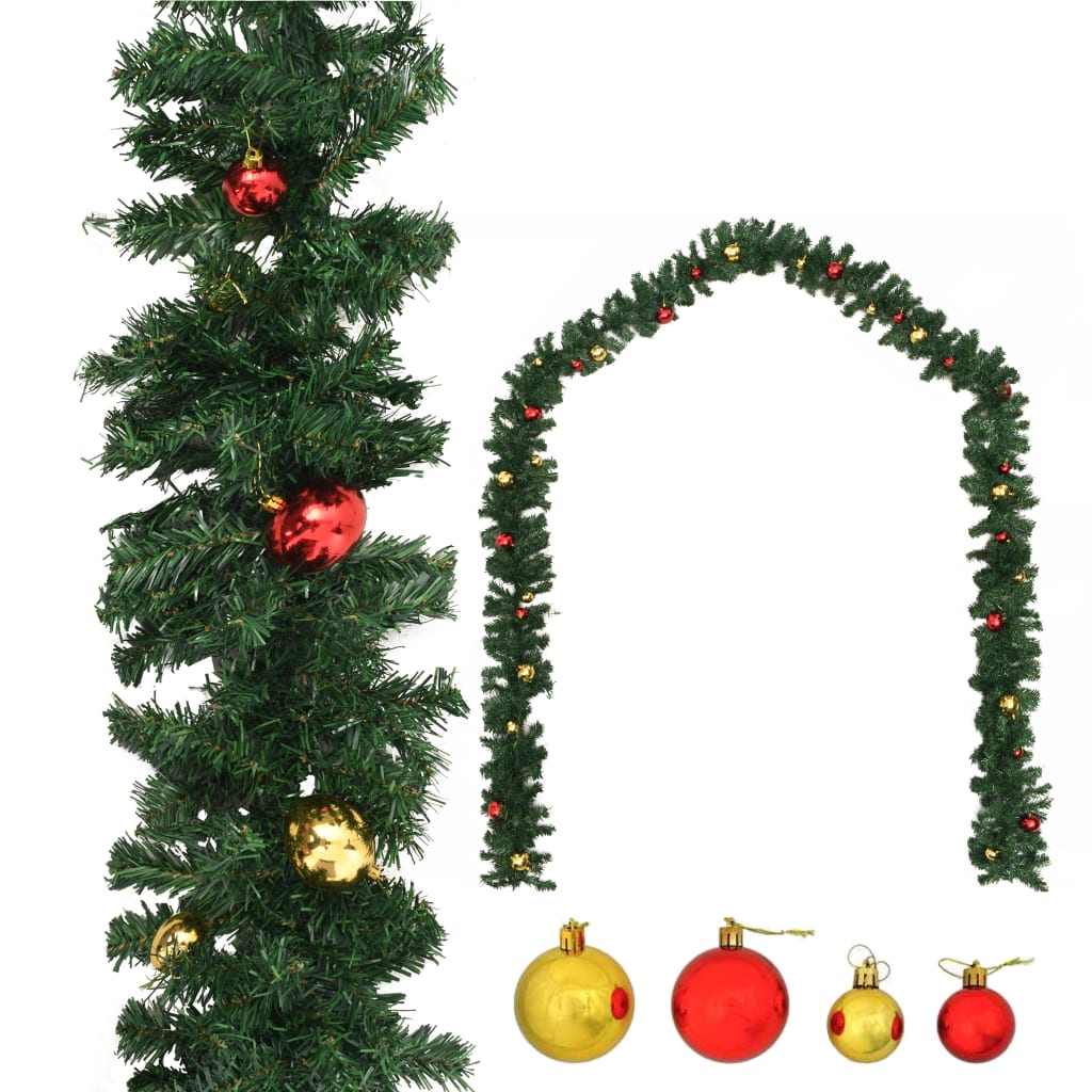 vidaXL Christmas Garland Decorated with Baubles 16.4'