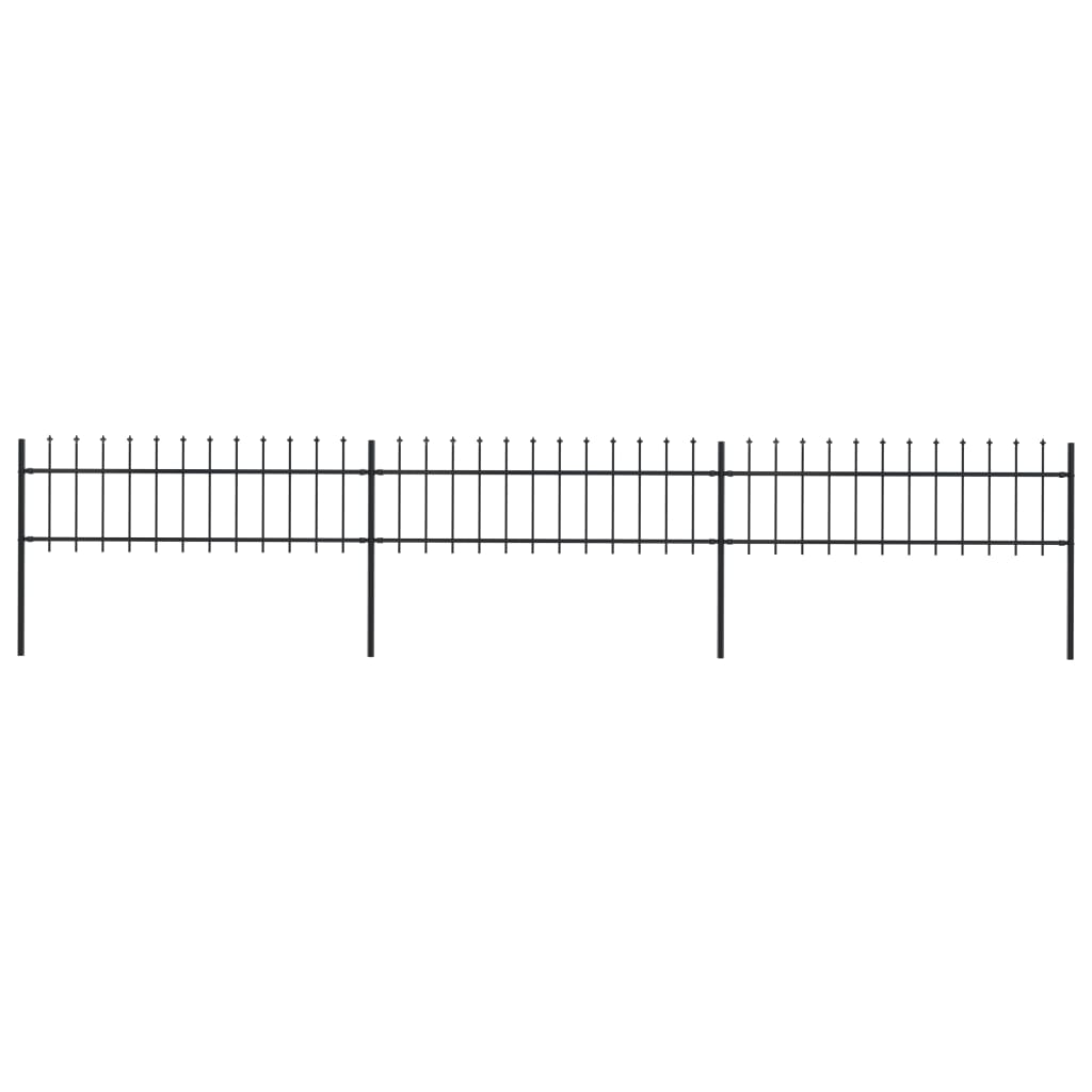 vidaXL Garden Fence with Spear Top Steel 200.8"x23.6" Black