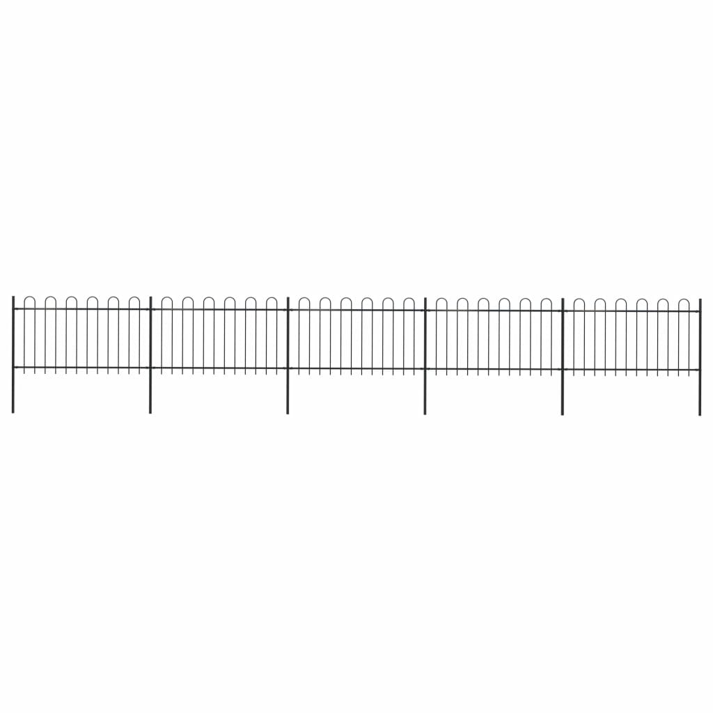 vidaXL Garden Fence with Hoop Top Steel 27.9ft Black