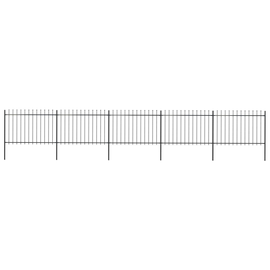 vidaXL Garden Fence with Spear Top Steel 334.6"x47.2" Black