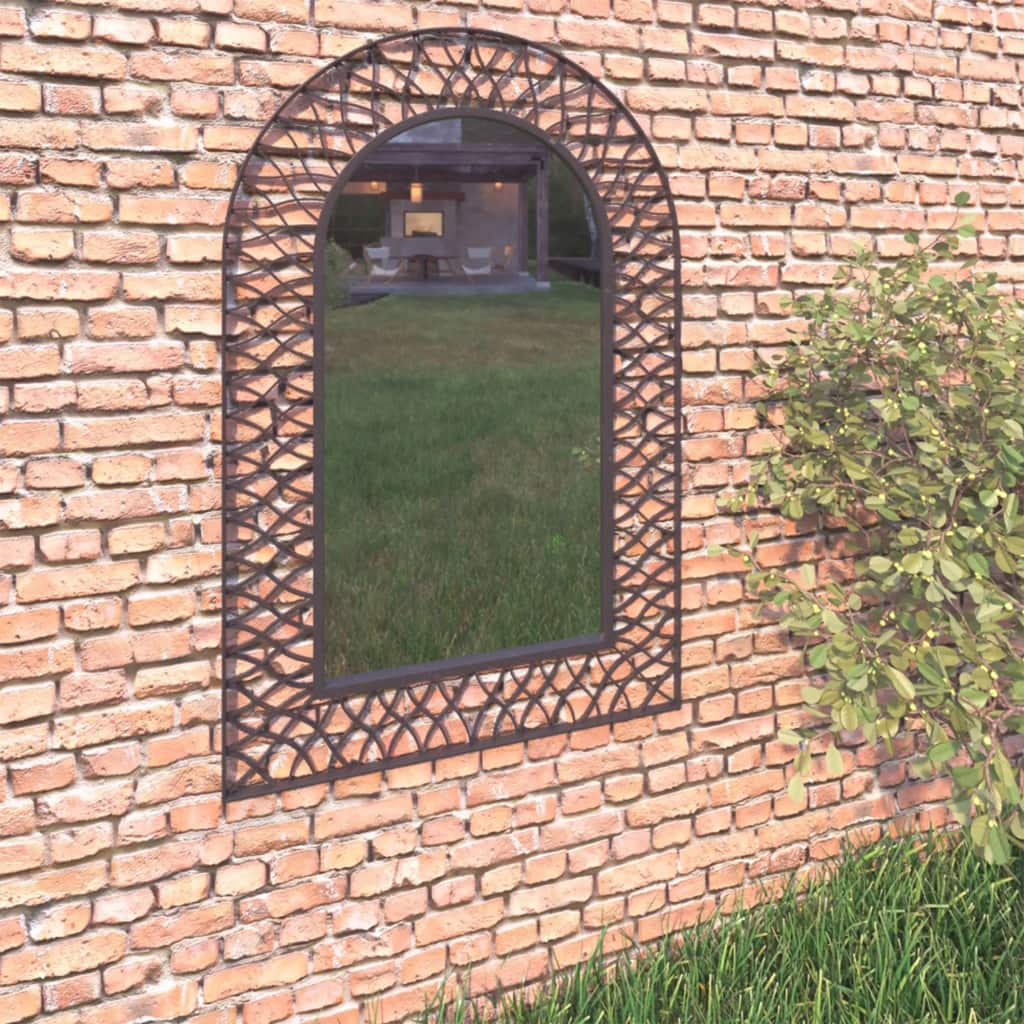 vidaXL Garden Wall Mirror Arched 19.6"x31.4" Black