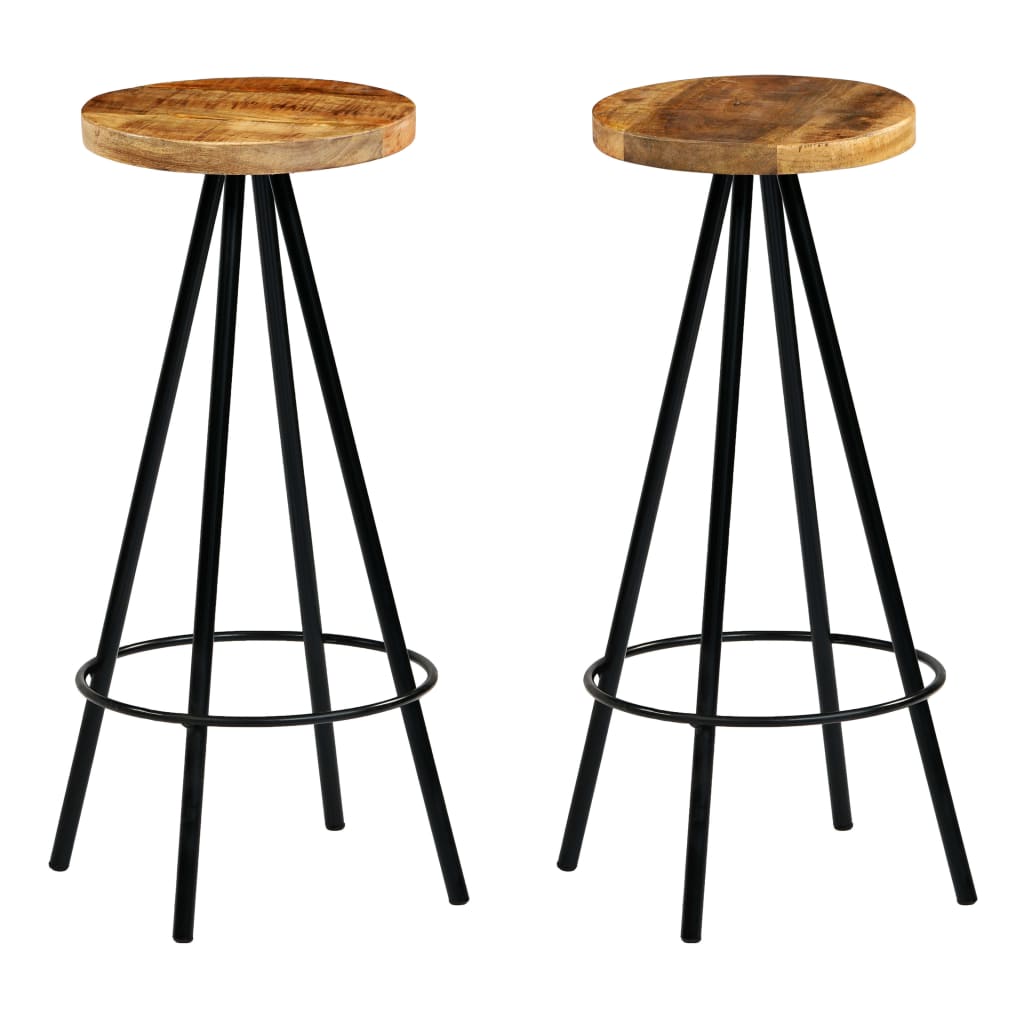 vidaXL Bar Stools 2 pcs Solid Mango Wood