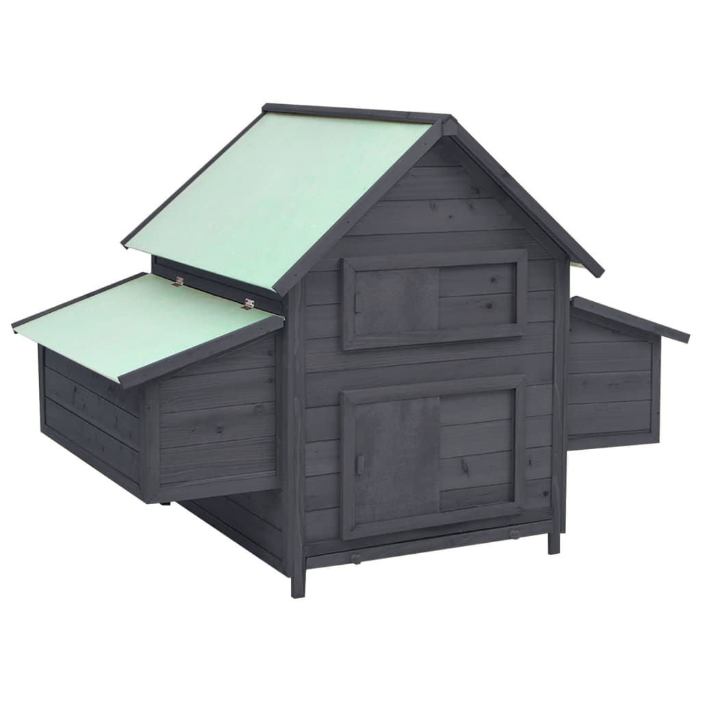 vidaXL Chicken Coop Gray and White 59.8"x37.7"x43.3" Solid Firwood