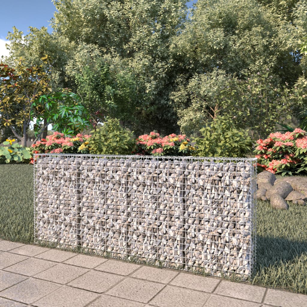 vidaXL Gabion Wall with Covers Galvanized Steel 78.7"x7.87"x33.5"