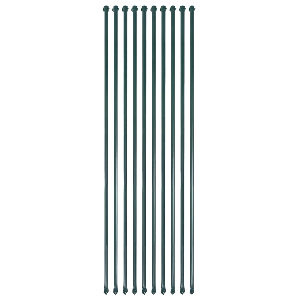 vidaXL Garden Posts 10 pcs 59.1" Metal Green