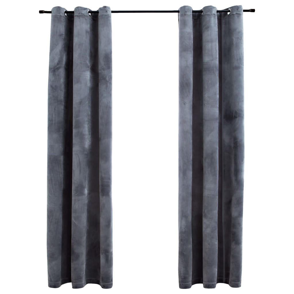 vidaXL Blackout Curtains with Rings 2 pcs Anthracite 37"x95" Velvet