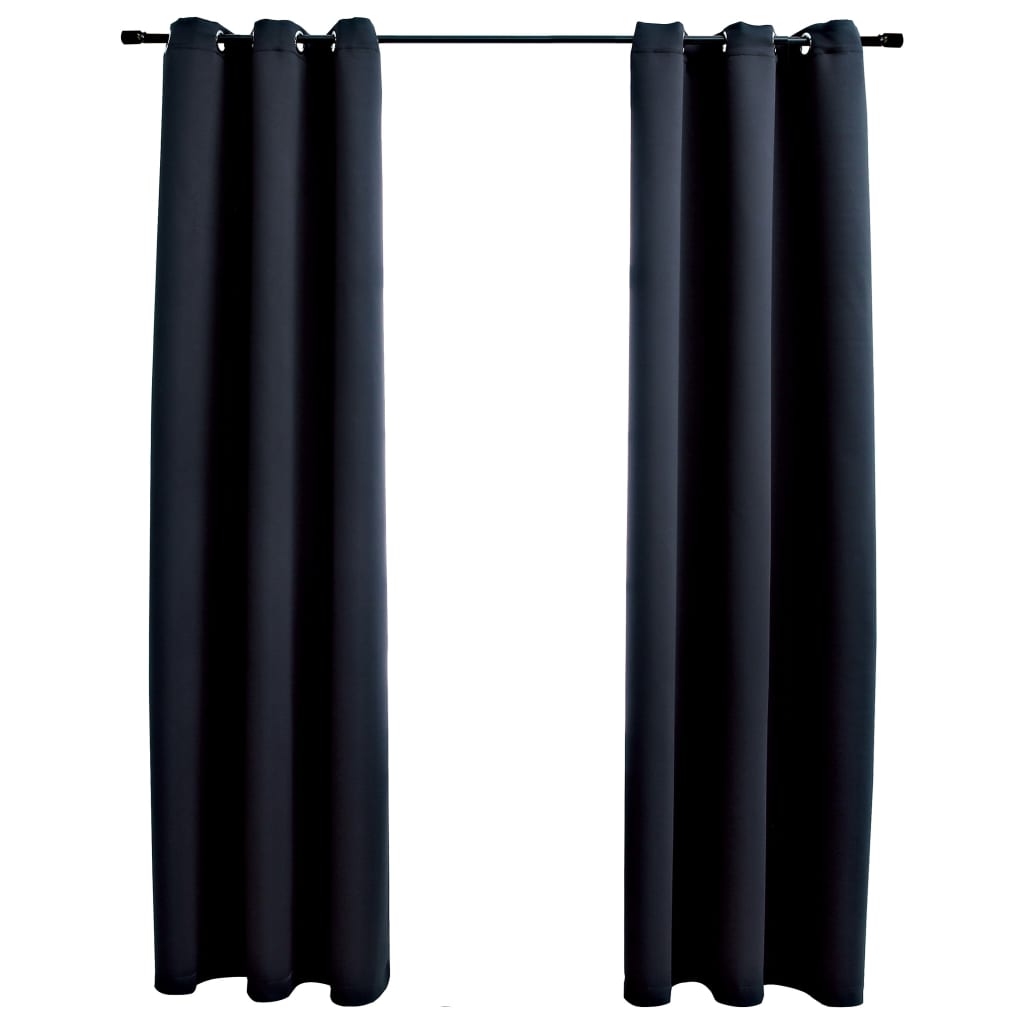 vidaXL Blackout Curtains with Rings 2 pcs Black 37"x63" Fabric