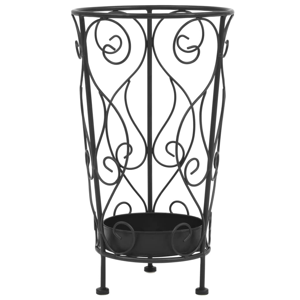 vidaXL Umbrella Stand Vintage Style Metal 10.2"x18.1" Black