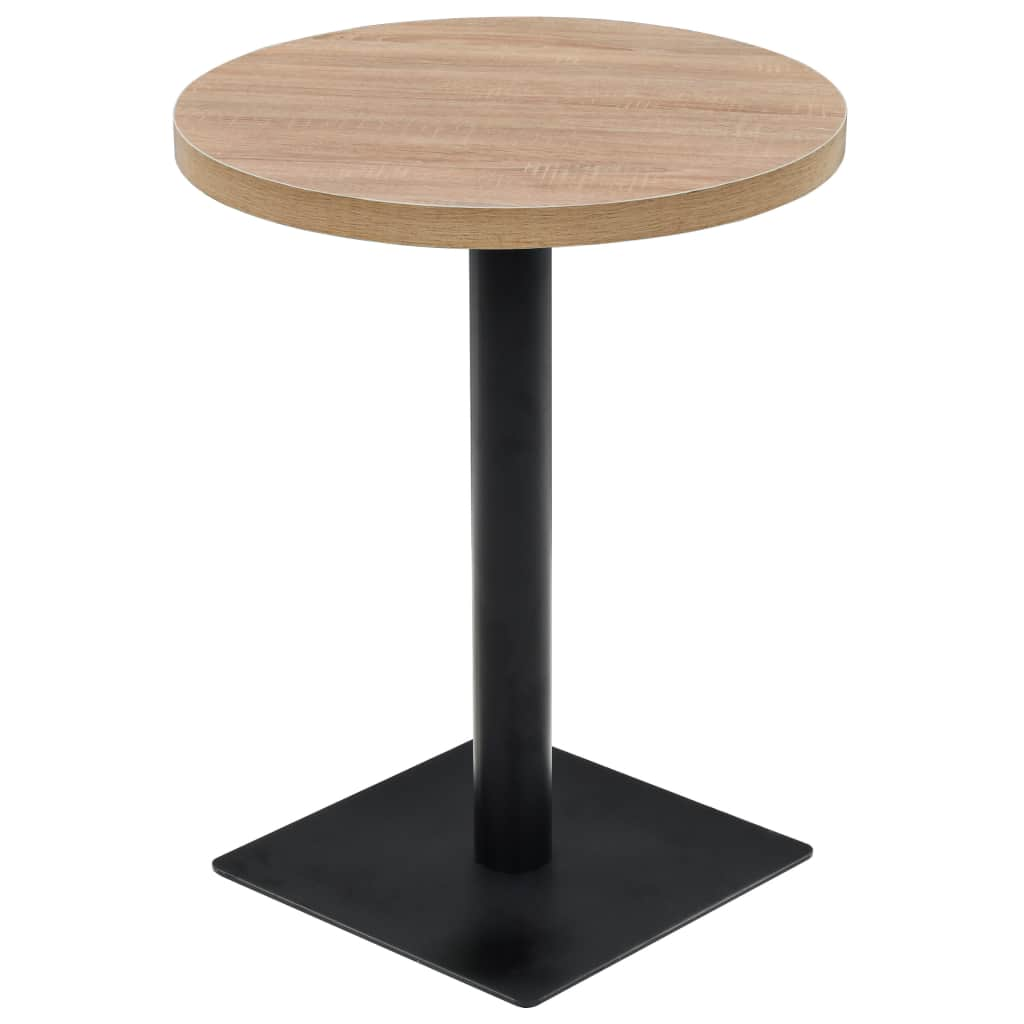 vidaXL Bistro Table MDF and Steel Round 23.6"x29.5" Oak Color