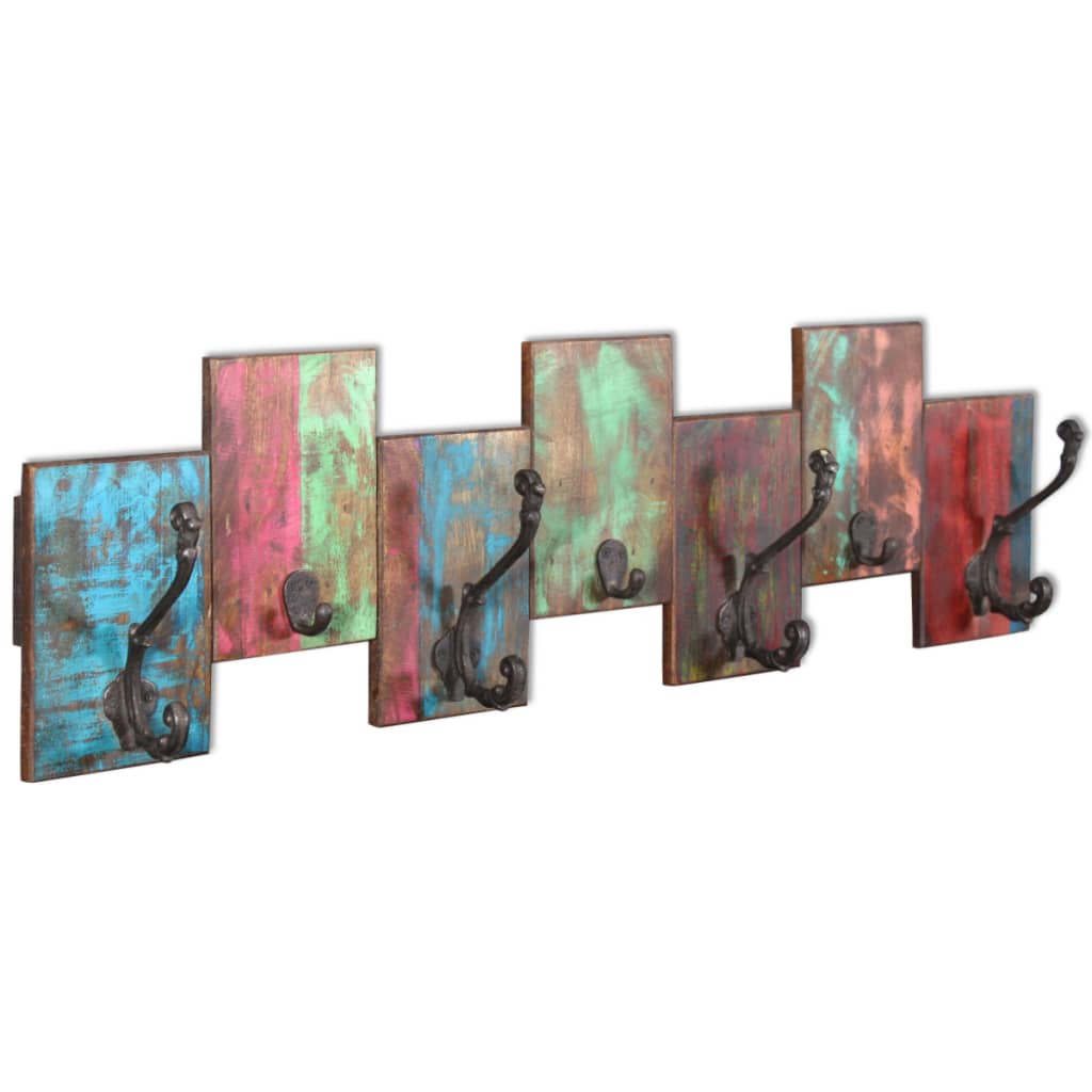 vidaXL Coat Rack with 7 Hooks Solid Reclaimed Wood