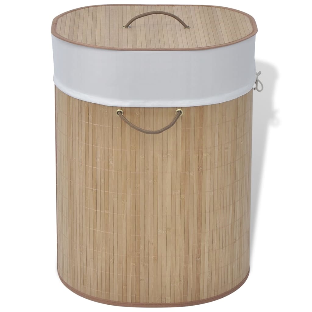 vidaXL Bamboo Laundry Bin Oval Natural