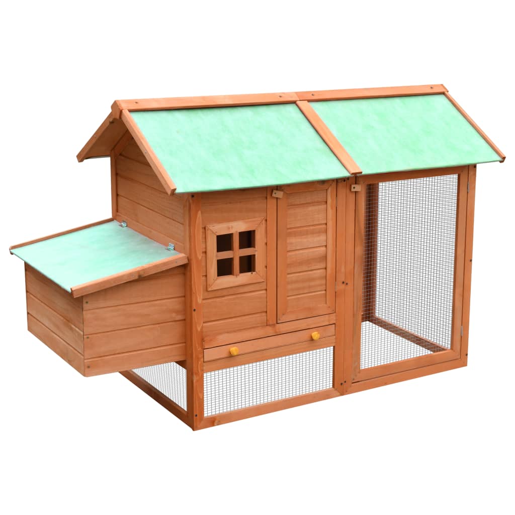 vidaXL Chicken Cage Solid Pine & Fir Wood 66.9"x31.9"x43.3"