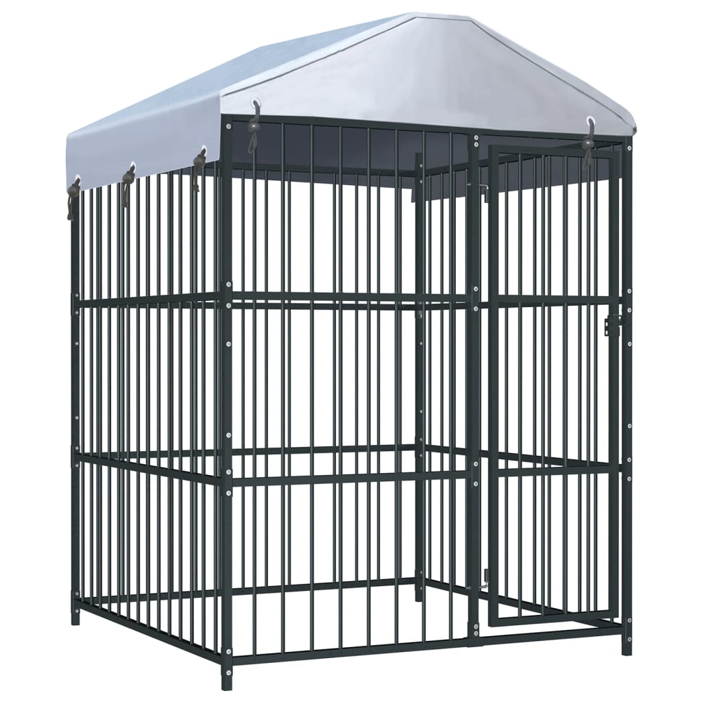 vidaXL Outdoor Dog Kennel with Roof 59.1"x59.1"x82.7"