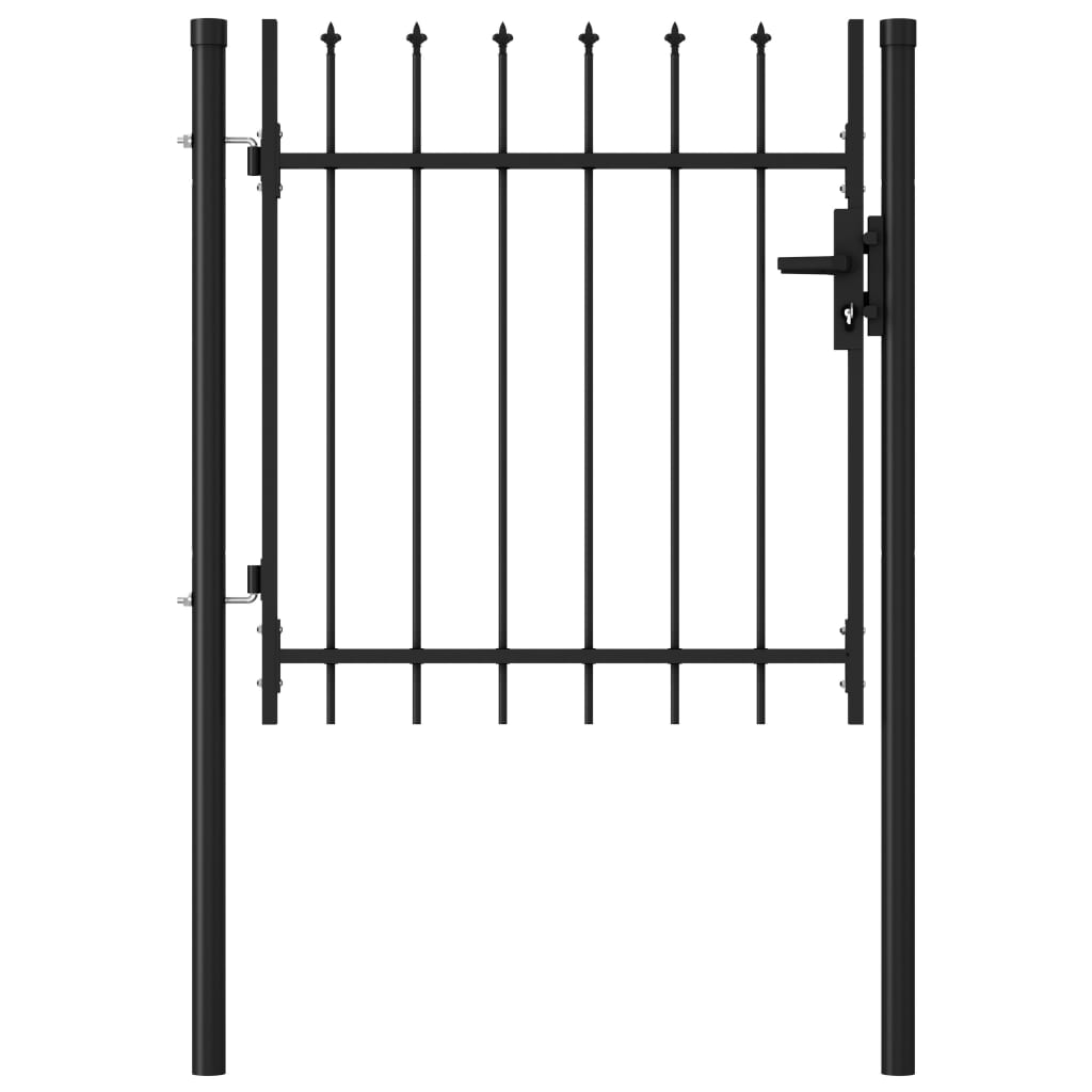 vidaXL Fence Gate Single Door with Spike Top Steel 39.4"x39.4" Black