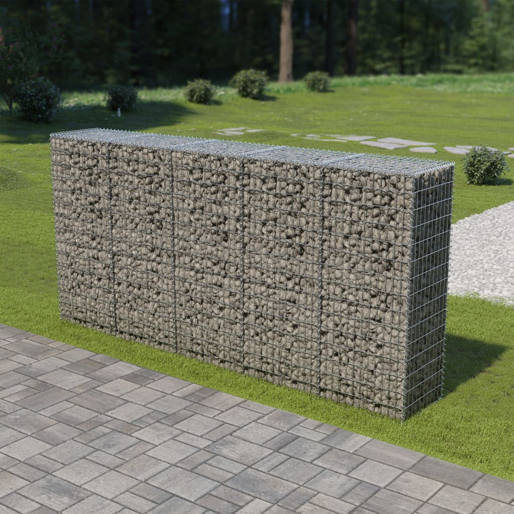 vidaXL Gabion Wall with Covers Galvanized Steel 118"x19.7"x59"