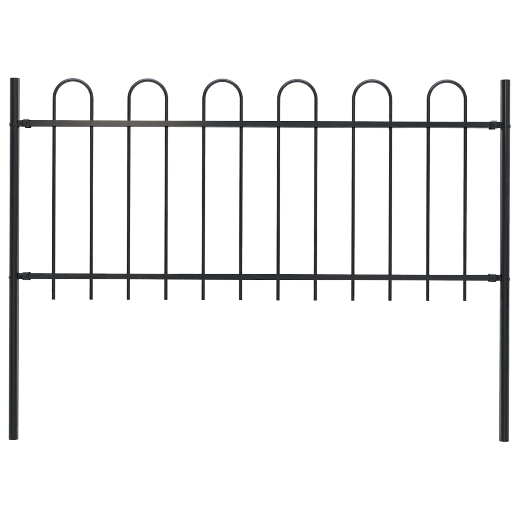 vidaXL Garden Fence with Spear Top Steel 5.5ft Black