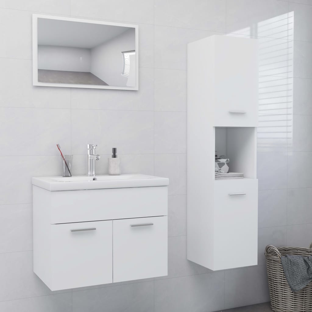 vidaXL Bathroom Furniture Set White Chipboard