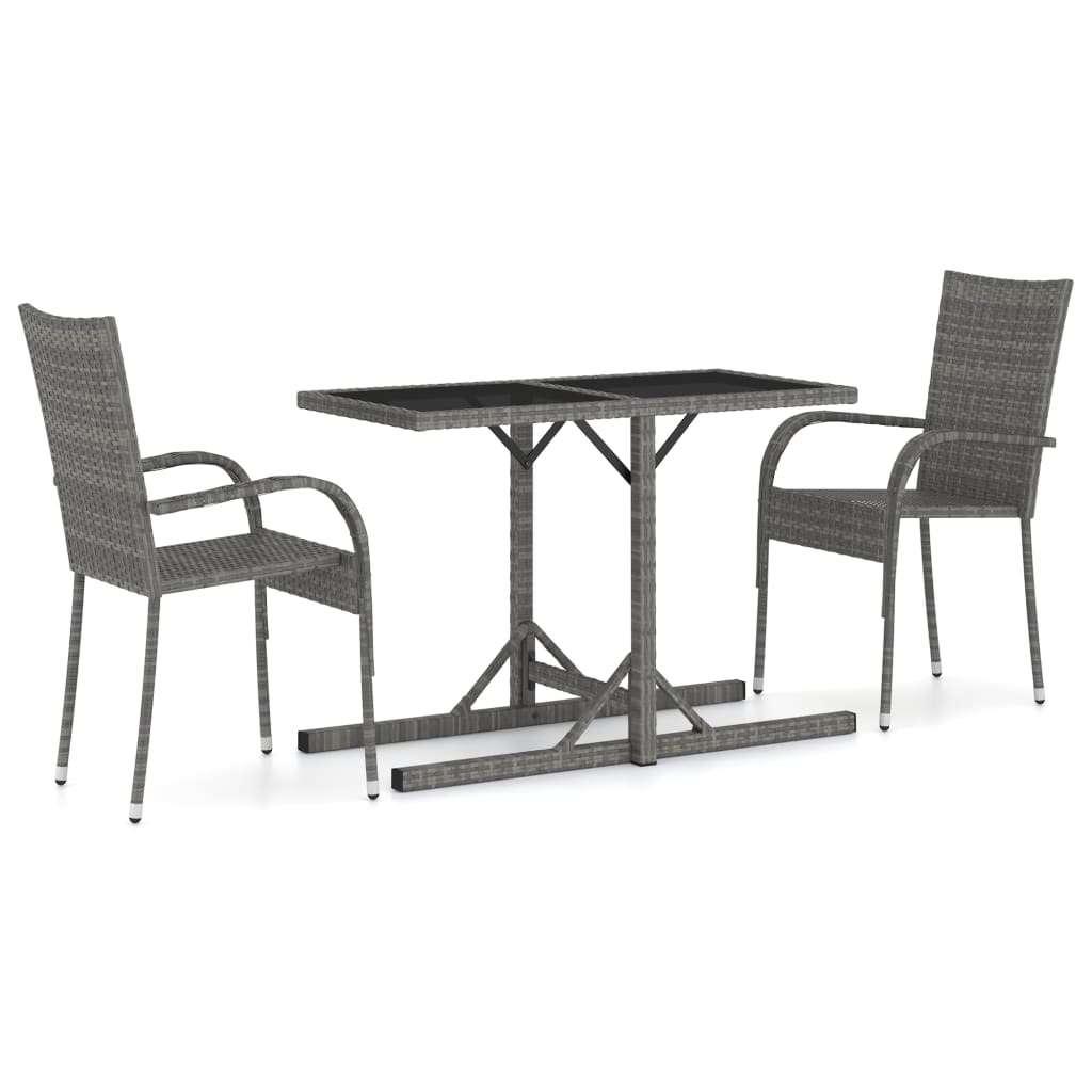 vidaXL 3 Piece Patio Dining Set Gray