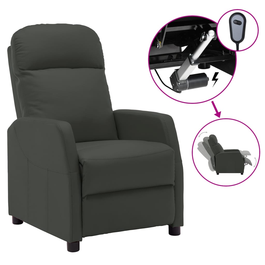 vidaXL Electric Reclining Chair Anthracite Faux Leather