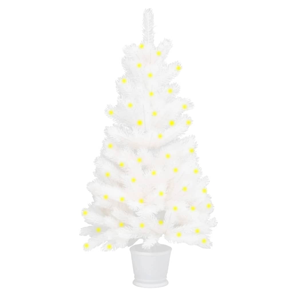 vidaXL Artificial Christmas Tree with LEDs White 35.4"