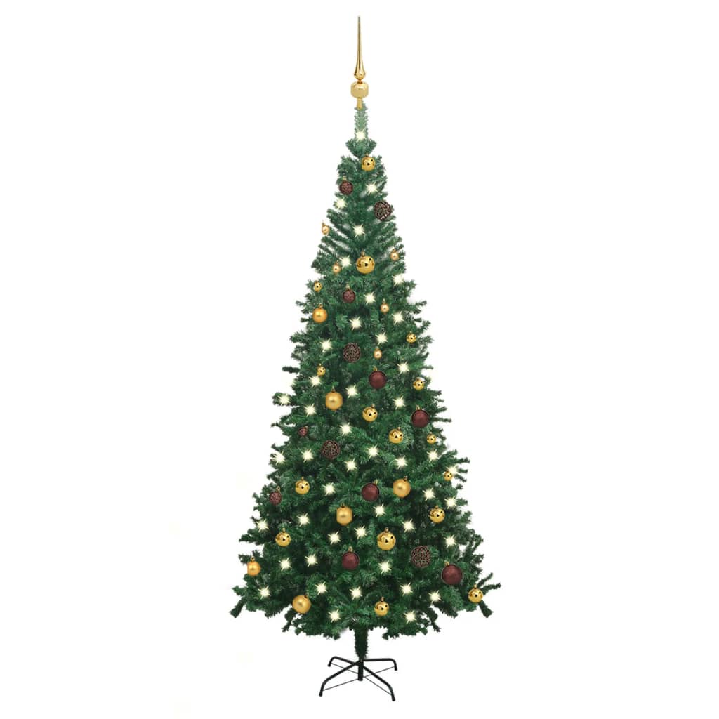 vidaXL Artificial Christmas Tree with LEDs&Ball Set L 94.5" Green