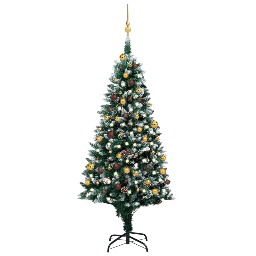 vidaXL Artificial Christmas Tree with LEDs&Ball Set&Pinecones 70.9"