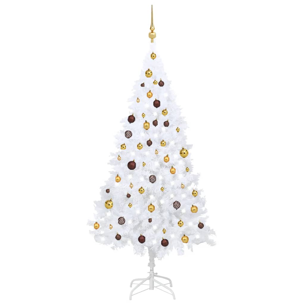 vidaXL Artificial Christmas Tree with LEDs&Ball Set White 70.9" PVC