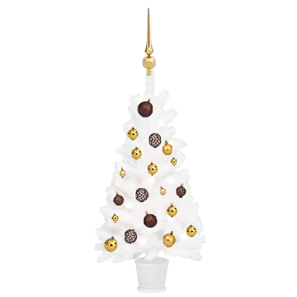 vidaXL Artificial Christmas Tree with LEDs&Ball Set White 35.4"