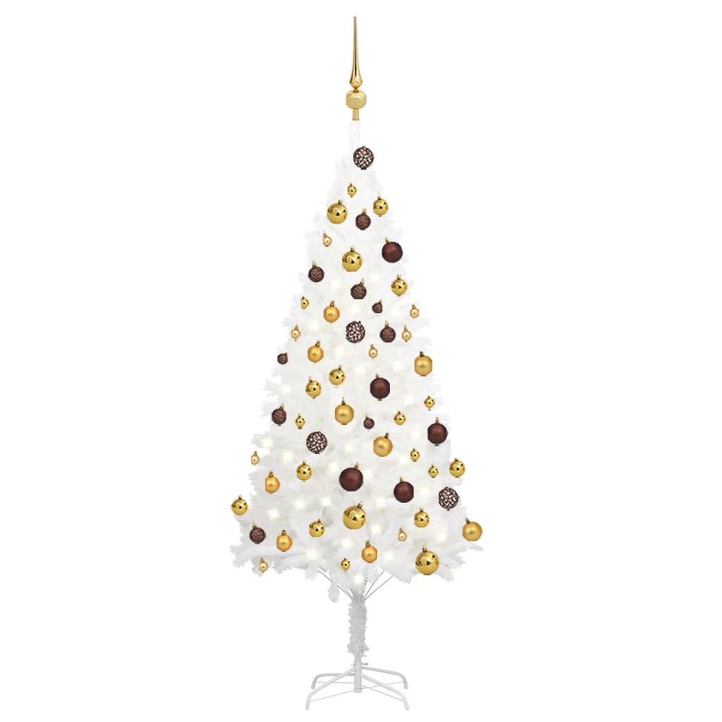 vidaXL Artificial Christmas Tree with LEDs&Ball Set White 47.2"