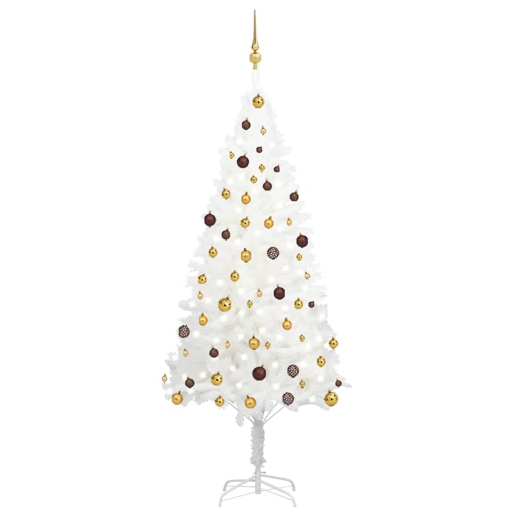 vidaXL Artificial Christmas Tree with LEDs&Ball Set White 82.7"